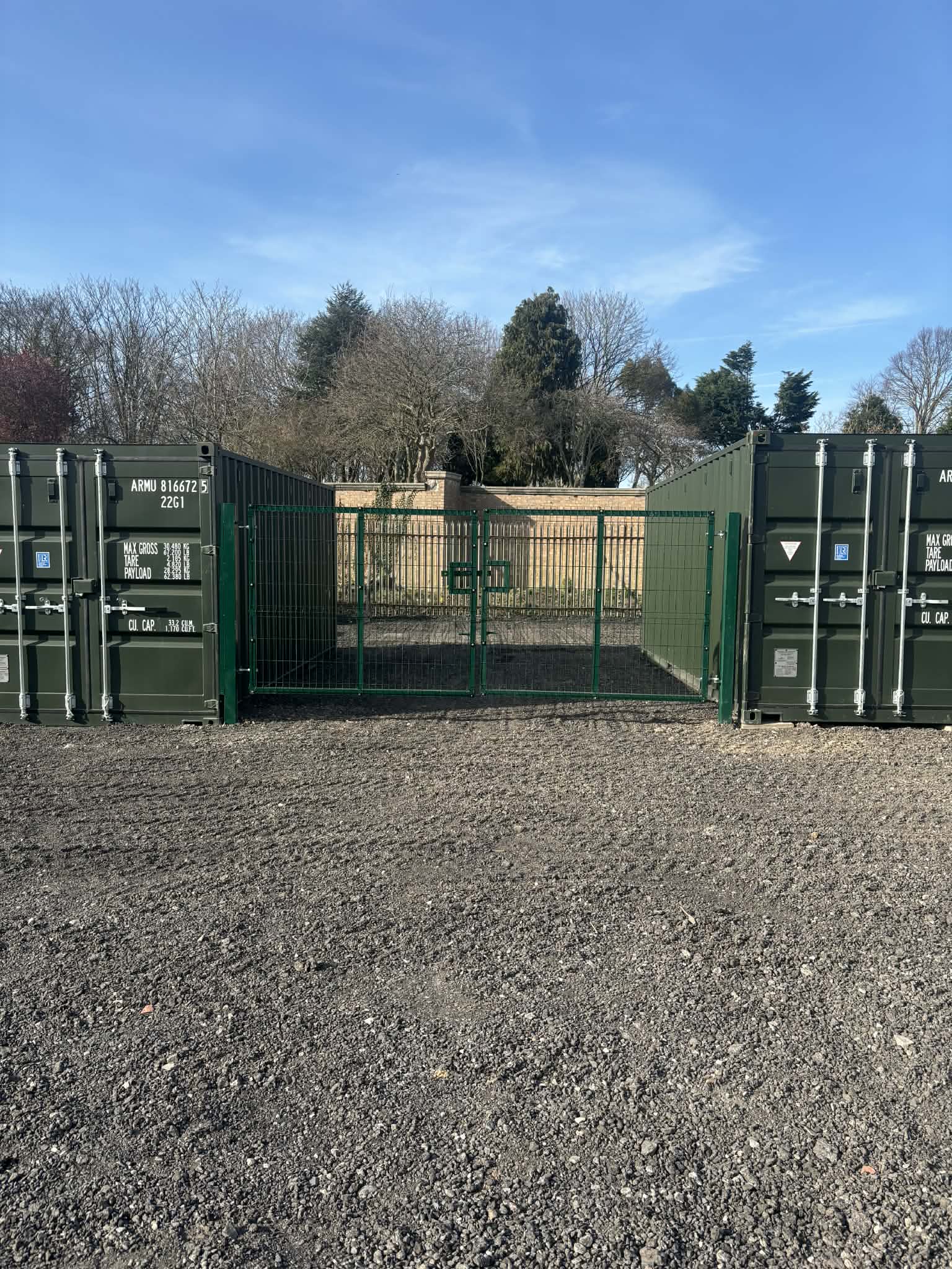 Secure 20ft steel storage containers on the Arfor Solutions site